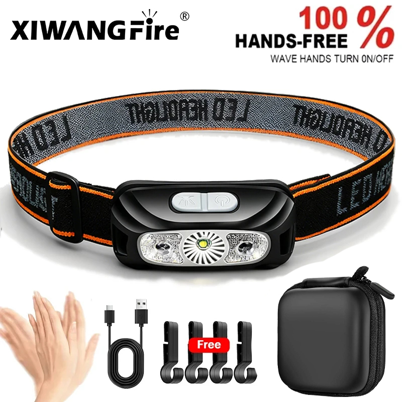 Fishing Headlamp - 強力な光ヘッドランプポータブル LED センサーヘッドランプ USB 充電式ヘッド懐中電灯屋外キャンプ釣り緊急ランタン