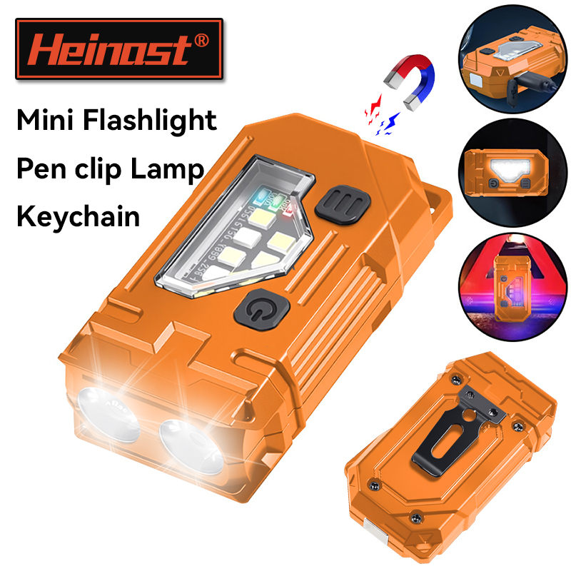 Fishing Headlamp - ミニキーホルダー EDC 懐中電灯充電式磁気トーチ超高輝度ポケット LED トーチペンクリップヘッドランプ屋外釣りランプ