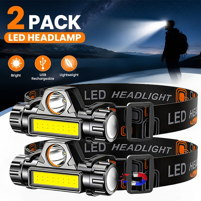 Fishing Headlamp - 超高輝度 LED ヘッドランプ充電式防水懐中電灯 XPE COB ビーズとテールマグネット付きデュアル光源ワークライト