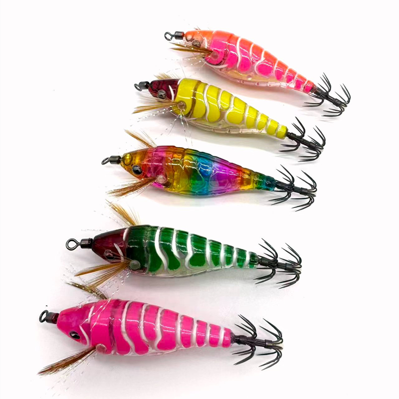 Fishing Equipment Japan - 光る木製エビイカエギジグ 垂直ジギングルアー タコ エビ イカ イカ釣りルアー