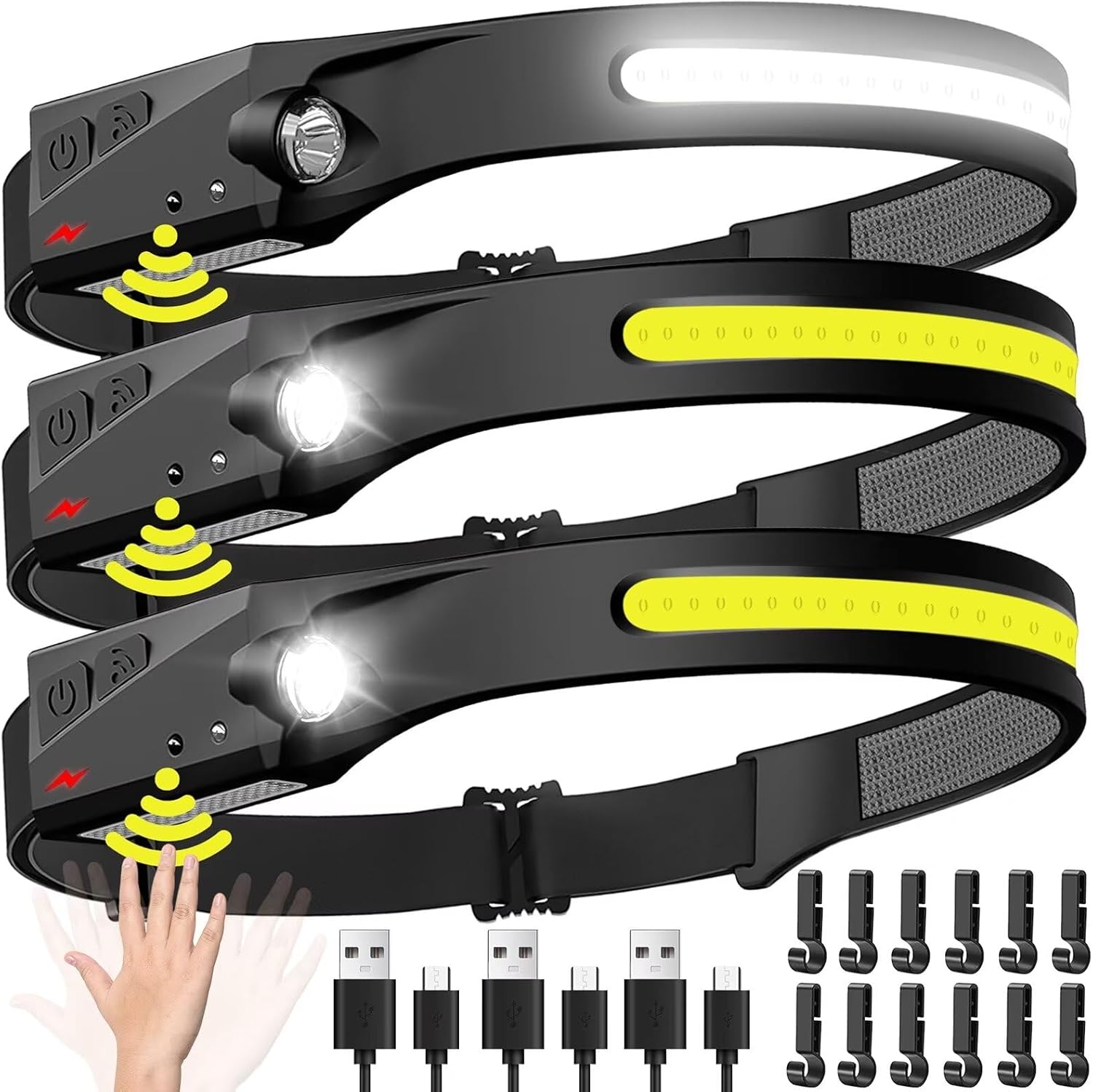Fishing Headlamp - センサーヘッドランプ LED ヘッド懐中電灯 充電式ヘッドライト ヘッドトーチ 内蔵バッテリー