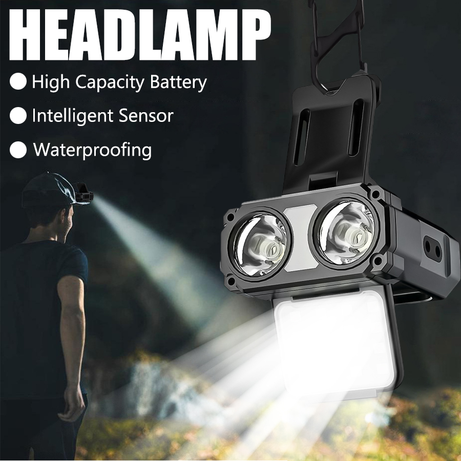 Fishing Headlamp - センサー COB LED ヘッドランプ キャップ クリップ