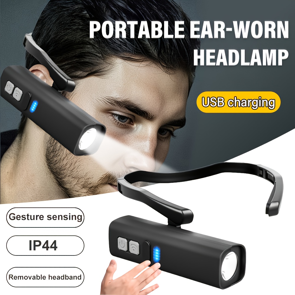 Fishing Headlamp - 充電式イヤークリップヘッドランプ誘導LEDヘッドライト防水ヘッド懐中電灯アウトドア釣りハイキングランニングサイクリング用