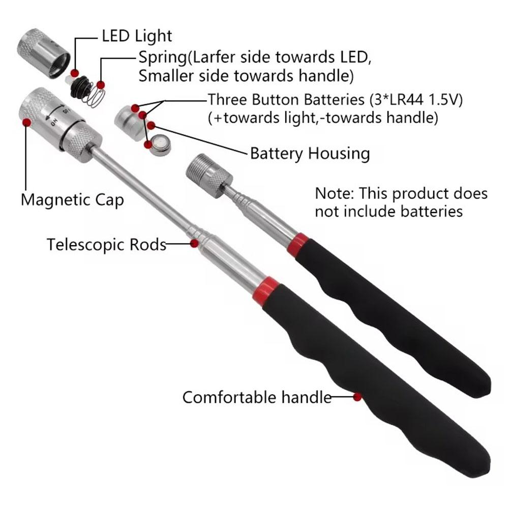 伸縮式磁気ペン LEDライト付き 拡張可能なピックアップロッ - Telescopic Fishing Rod のレビューと価格