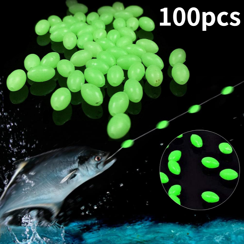 100 ピース/ロットオーバルナイト発光釣りビーズ光る海釣り - Fishing Equipment And Tools のレビューと価格
