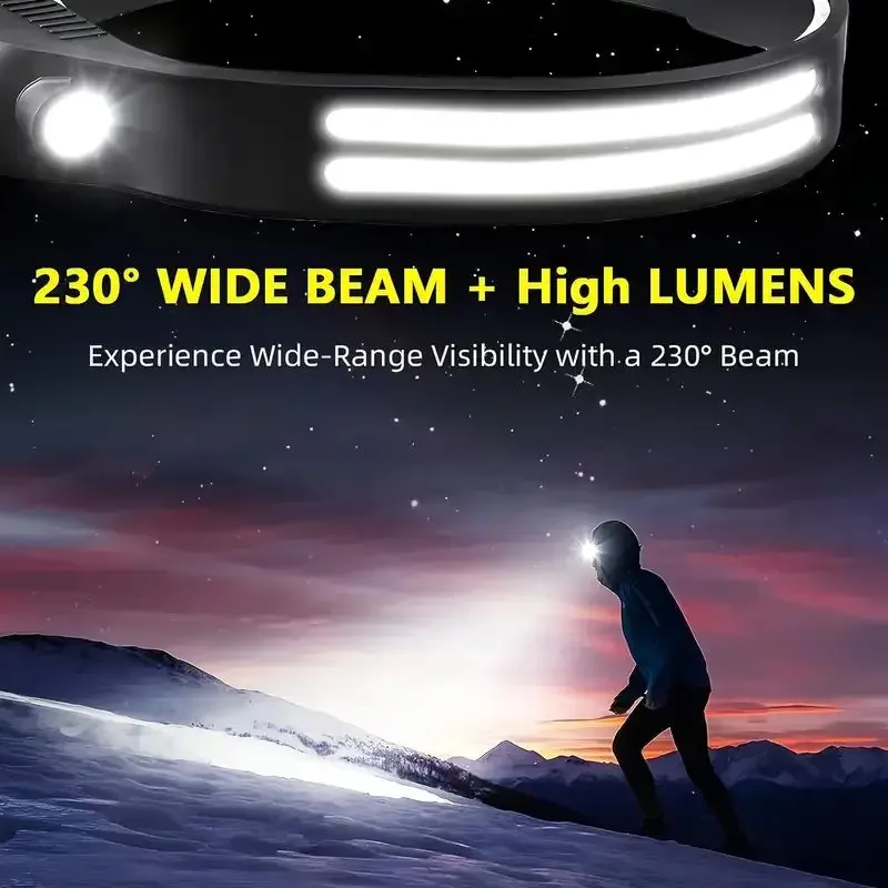 LEDセンサーヘッドランプ内蔵バッテリーUSB充電式COBヘ - Fishing Headlamp のレビューと価格