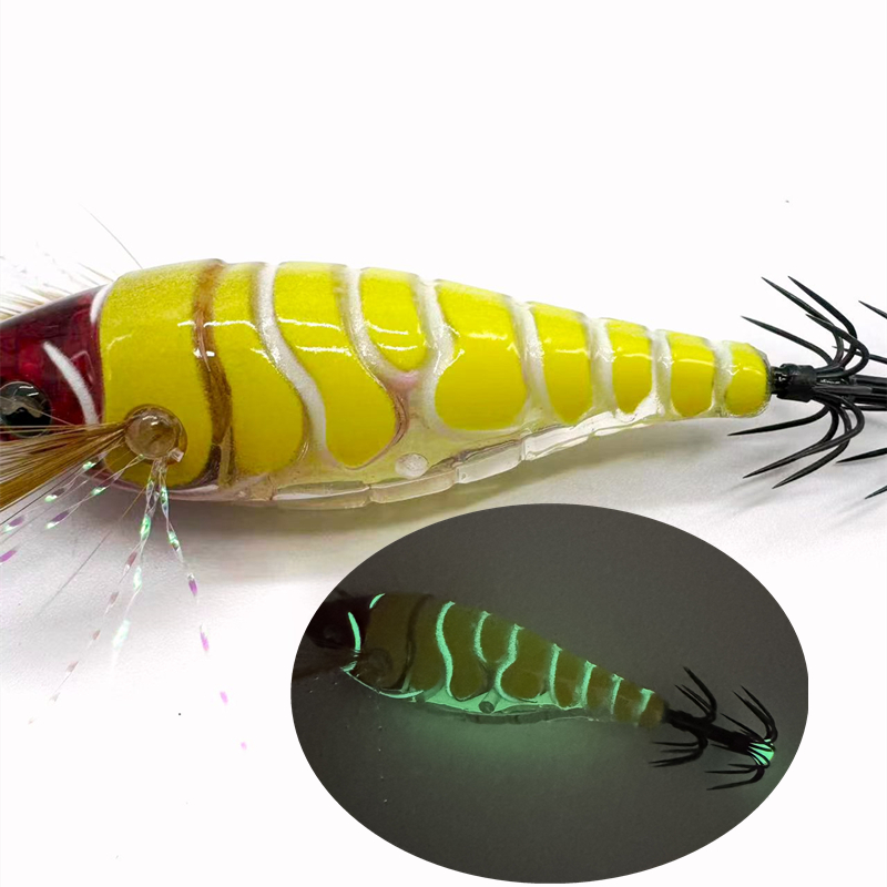 光る木製エビイカエギジグ 垂直ジギングルアー タコ エビ イ - Fishing Equipment Japan のレビューと価格