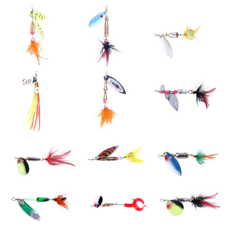 12 個複合スパンコール釣り具セット人工餌淡水釣りノーエアフ - Fishing Equipment Brands のレビューと価格