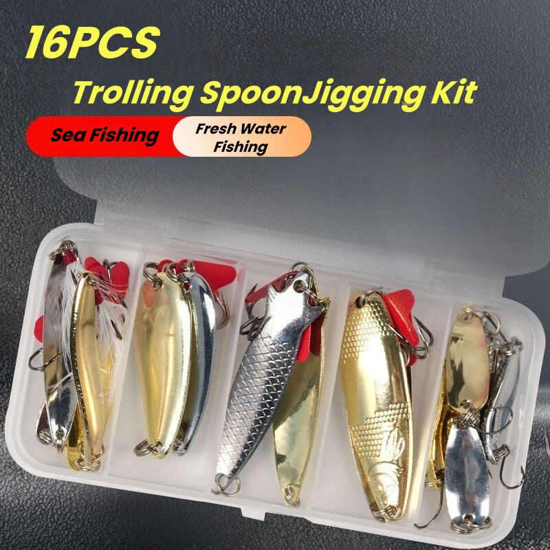 釣り用ルアーキット 16個セット トローリングジギングルアー - Fishing Equipment Kit のレビューと価格