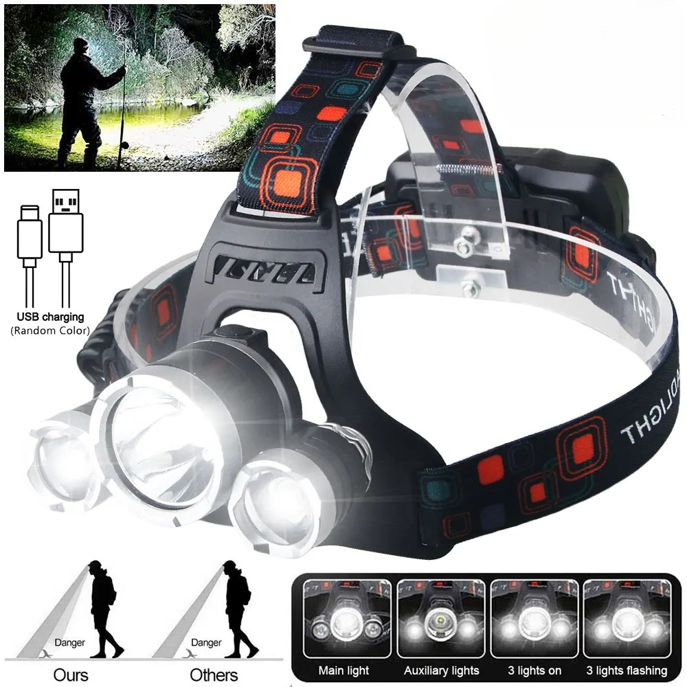 ハイパワー LED ヘッドランプ 18650 充電式バッテリ - Fishing Headlamp のレビューと価格