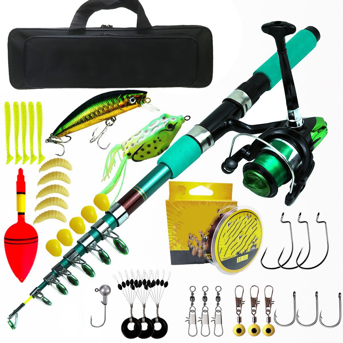ポータブル超軽量鯉釣り用伸縮式スピニングロッドリールコンボキ - Telescopic Fishing Rod のレビューと価格