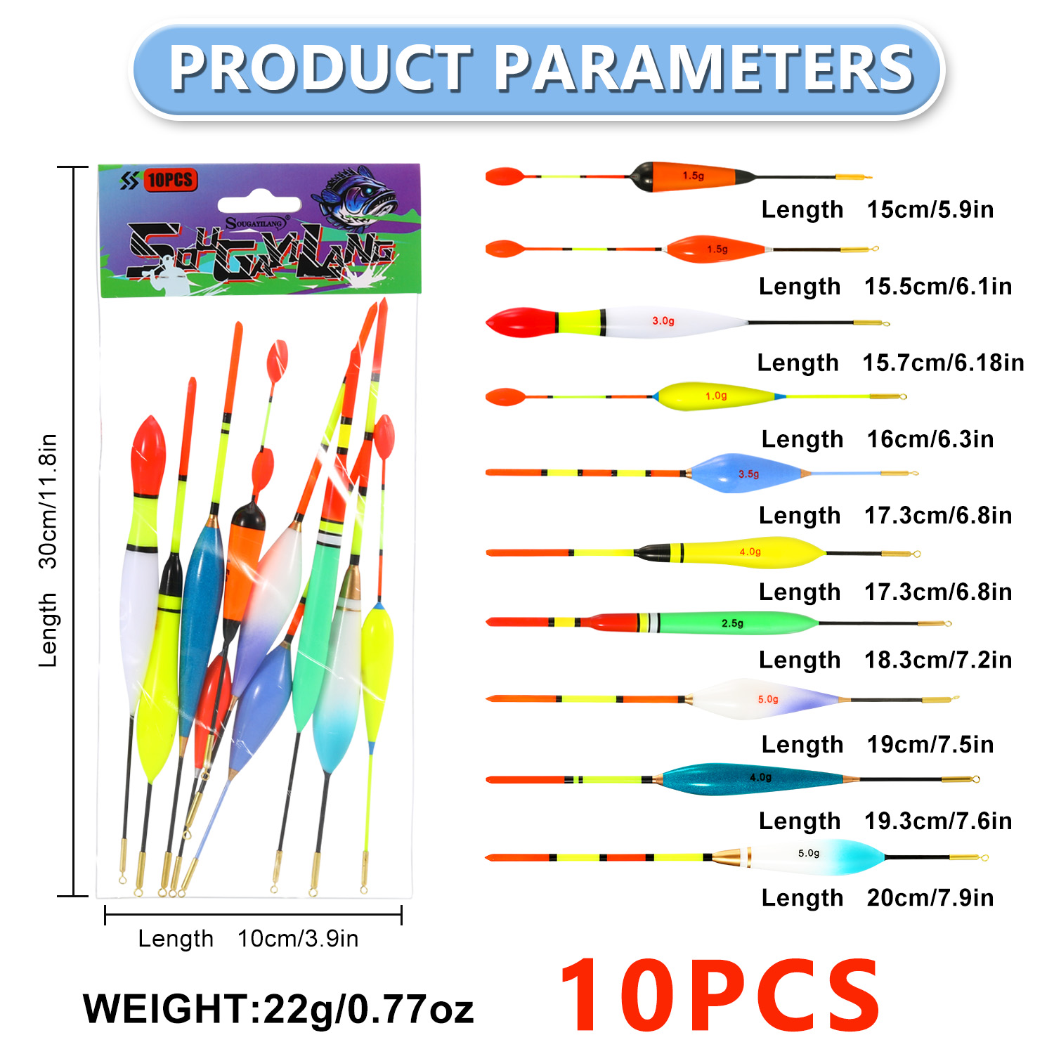 EVA 釣りフロートセット 10 個 1.5-5 グラム調整 - Fishing Equipment Kit のレビューと価格