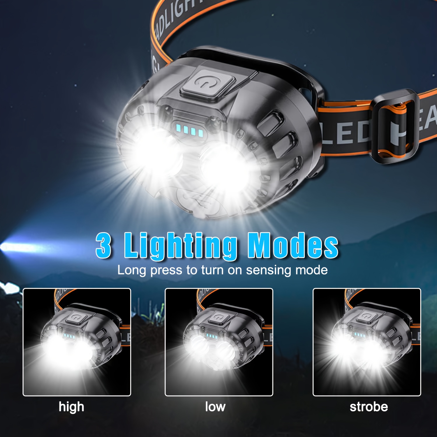 強力な LED 誘導ヘッドランプ IPX4 防水緊急ヘッド懐 - Fishing Headlamp のレビューと価格